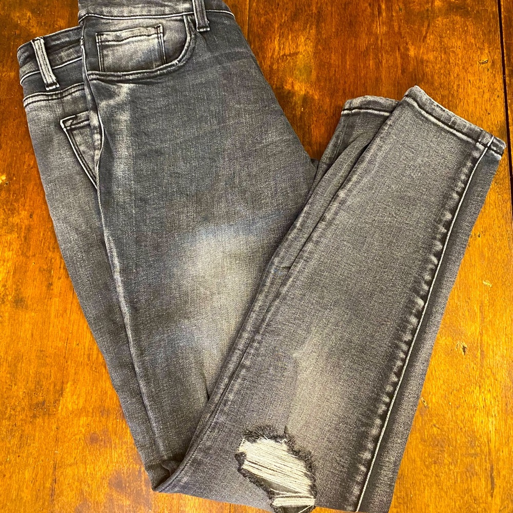 Mid-Rise Distressed Skinny Jeans
